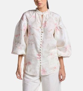 Carter and White Rosaile Floral-print Balloon-sleeve Blouse, Model View