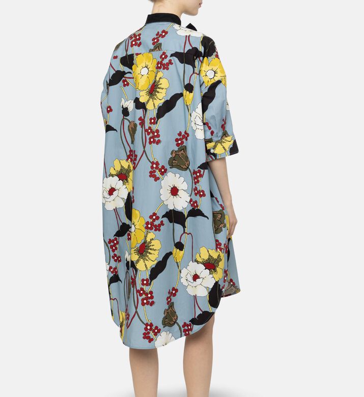 Marni All-over Floral-print Flared Dress, Model View