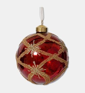 Kaemingk Bauble Glass Crisscross Red, Packshot View