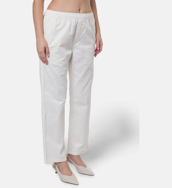 Samsoe Relaxed Fit Side Pockets Pants, White, M, Model View