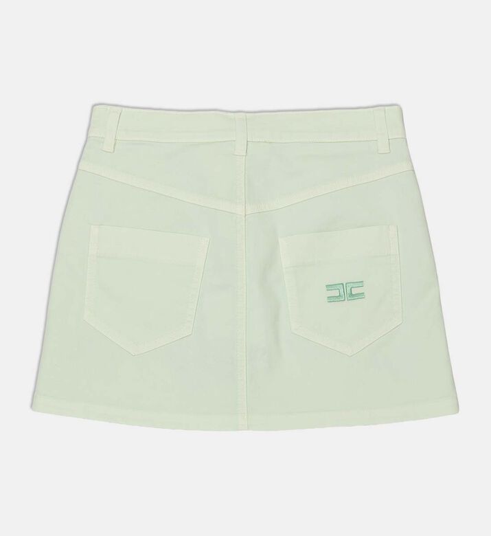 La Mia Bambina Floral Embroidered Button Closure Skirt, Light-green, 12.5y, Packshot View