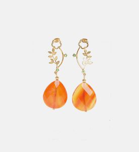 Floral Agate Jade Stones Earrings