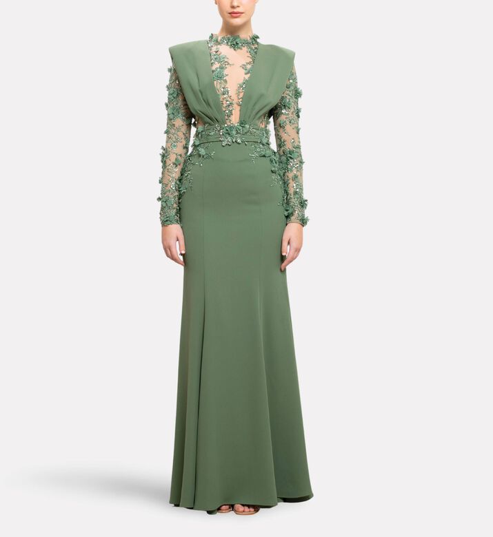 Michael Cinco Draped Long Dress, Model View