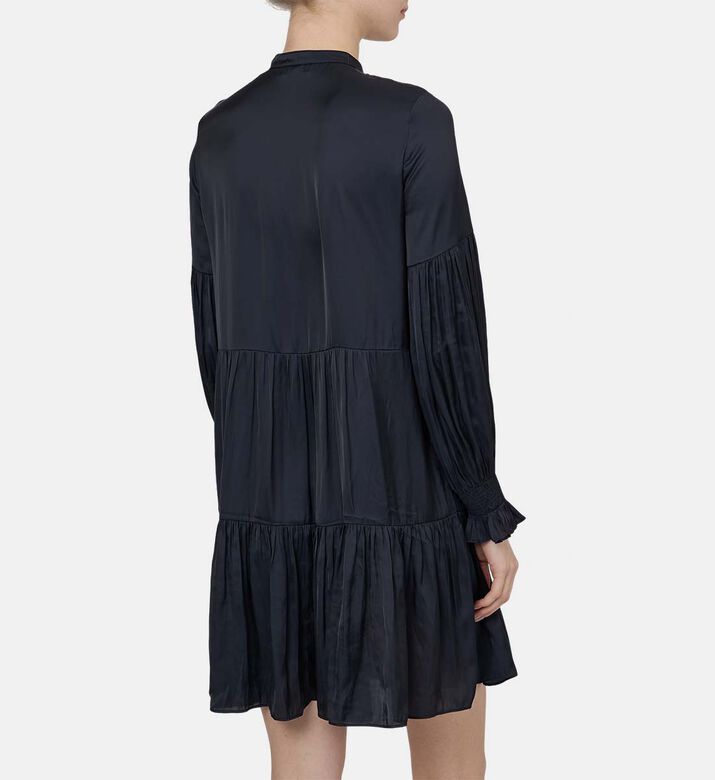 Randy Satin Buttoned Neck Dress