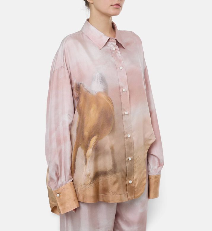 The Attico Multicolor Abstract-print Button-up Shirt, Model View