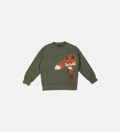 Kids Fox Motif Cotton Sweatshirt