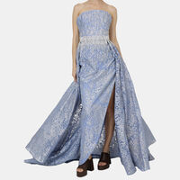 Embellished Bandeau Flared Gown