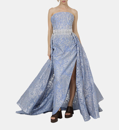 Embellished Bandeau Flared Gown