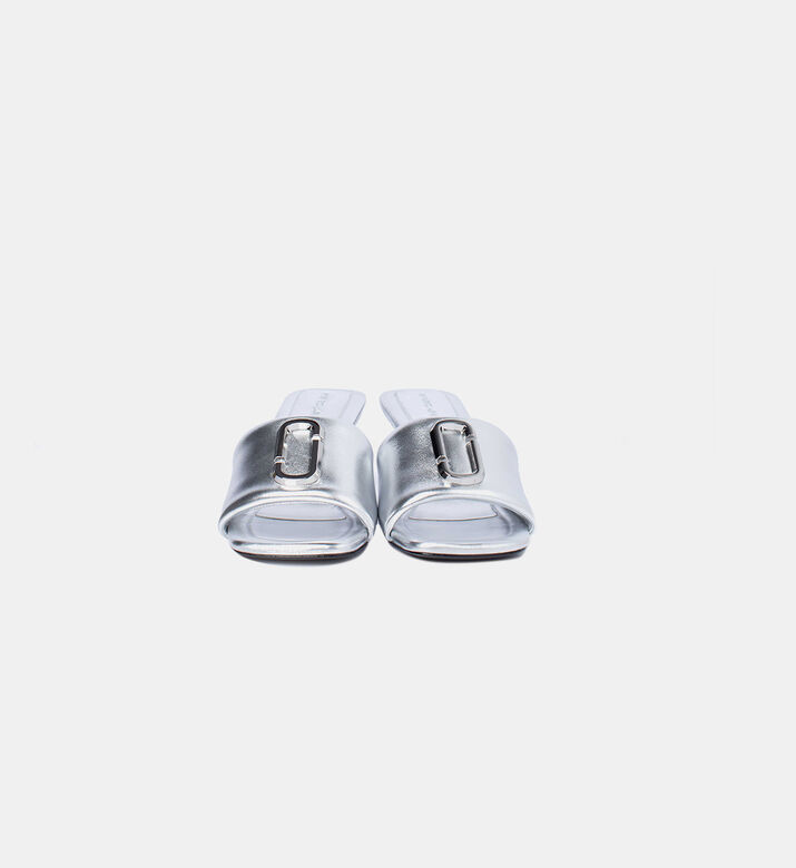 Metallic J Leather Mules
