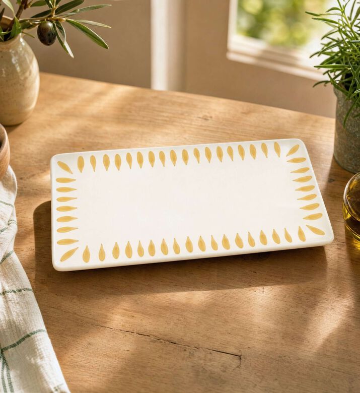 Easy Life Ceramic Rectangular Tray, Model View