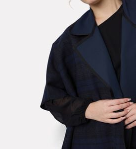 Blue For Burgundy Slit-style Sleeves Draped Cape, Model View