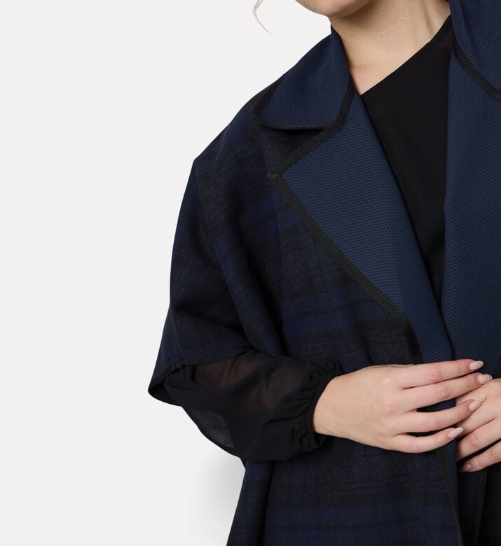 Blue For Burgundy Slit-style Sleeves Draped Cape, Model View