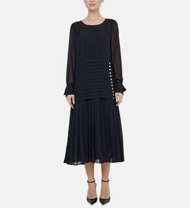 فستان ماكسي منسوج بطيات