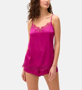 Satin Lace Panels Pajama Shorts