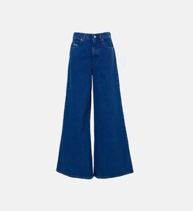 Button Closure Wide-leg Denim Pant