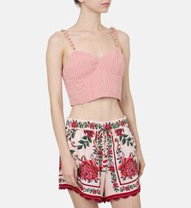 بلوزة قصيرة بدون أكمام بطيات