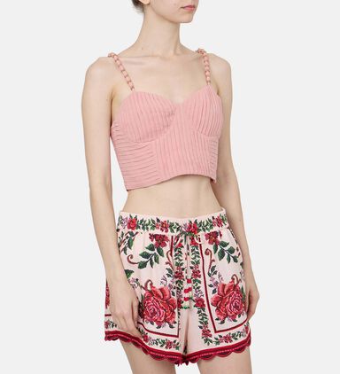 Pleated Sleeveless Crop Top