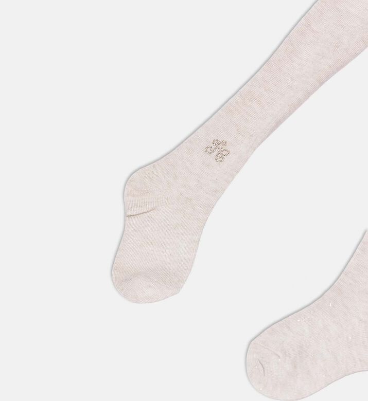 Embroidered Logo Ribbed Tights
