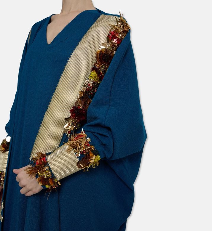 Dalia Al Azem Embellished Feathered Cuffs Abaya, Model View