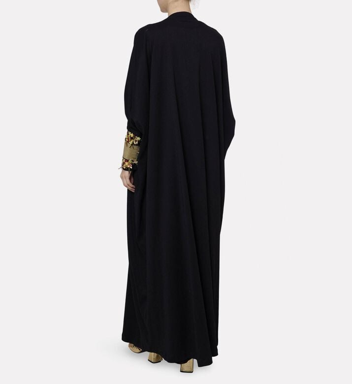 Dalia Al Azem Diagonal Gold-taping Sequined Abaya, Model View