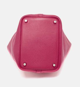 Leather Minimalist Top Handle Bucket Tote Bag Preowned