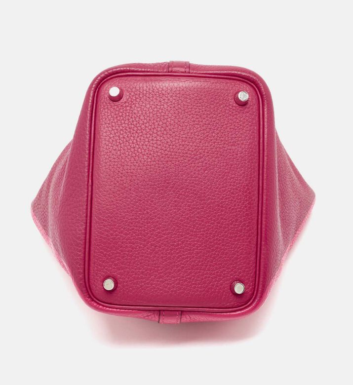 Leather Minimalist Top Handle Bucket Tote Bag Preowned