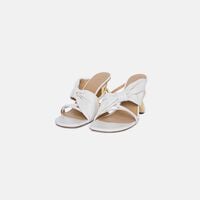 Nappa Leather Chain-heel Mules