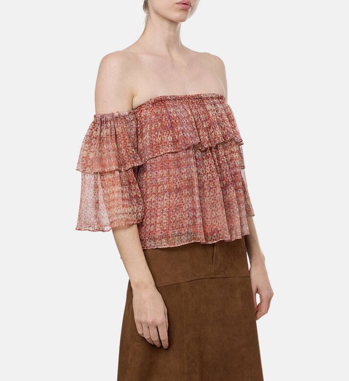 Ba and Sh Off-shoulder Floral-print Top, Model View