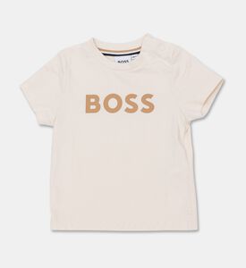 Boss Matte Contrasting Logo-print T-shirt, Beige, 6m, Packshot View