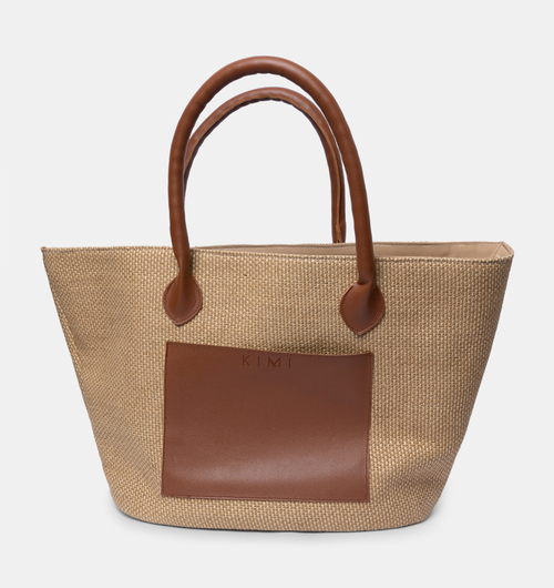 Paloma Leather Straw Beach Bag