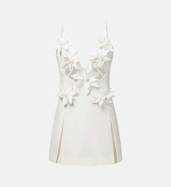Yuliya Floral-applique V-neck Mini Dress