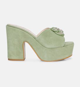 Suede Chunky Heel Mules