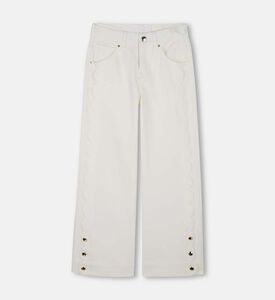 بنطال عريض الساقين بأطراف صدفية