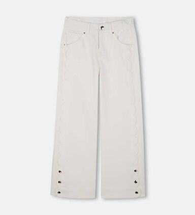 Scalloped Hem Wide-leg Pants