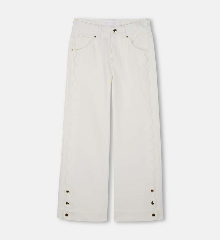 Scalloped Hem Wide-leg Pants