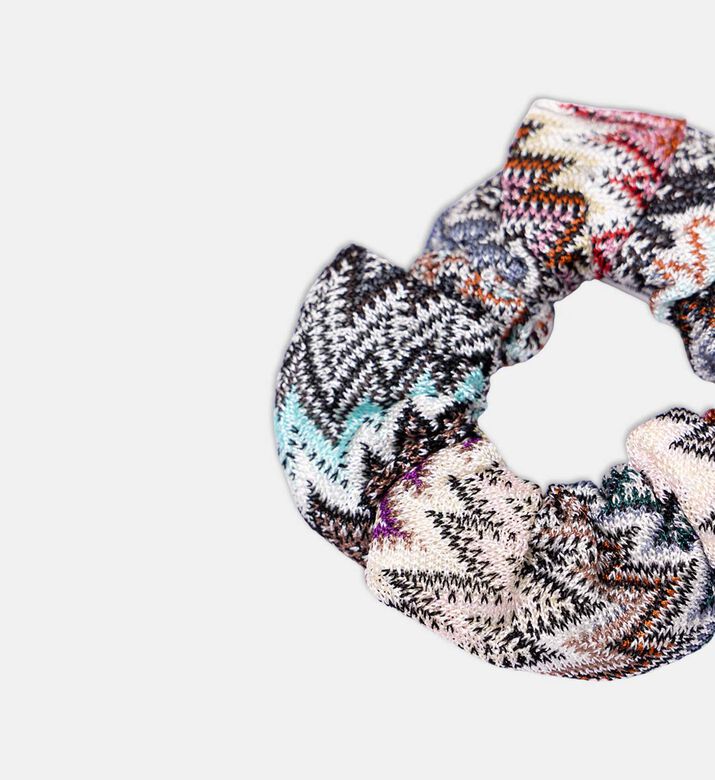 Multicolored Zigzag Knitted Hair Scrunchie