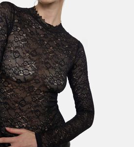 Alice and Olivia Lace-detail Long-sleeve Bodysuit, Model View