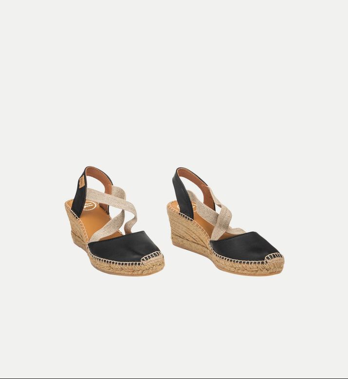 Toni Pons Saba-p Metallic Leather High-wedge Espadrille, Black, Eu-38, Packshot View