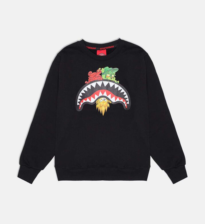 Sprayground Sharks-in-paris Characters Sneaking Sweatshirt, Black, 10y, Packshot View