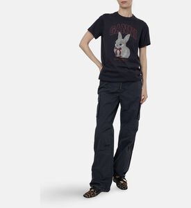 Ganni Embroidered Bunny Portrait T-shirt, Model View