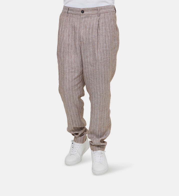 Striped Regular-fit Linen Pants