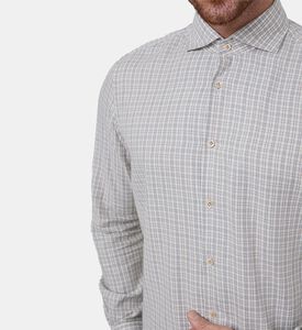 قميص قطن بصف أزرار بنقشة مربعات