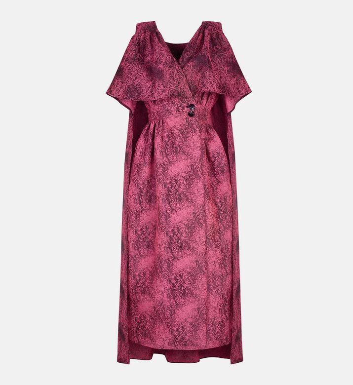 فستان بأكمام كاب بياقة بشكل في