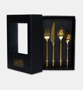 Home Deco and More Stainless Steel 18/0 Shiny-finish 24-piece Cutlery Set, Gold, Packshot View