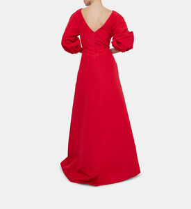 Silk Puffy Sleeves Maxi Dress