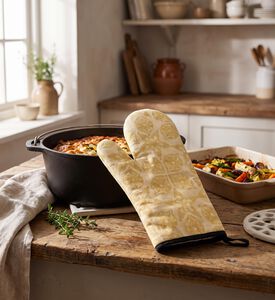 Jacquard Feerie Cotton Oven Gauntlwet, Yellow, Packshot View