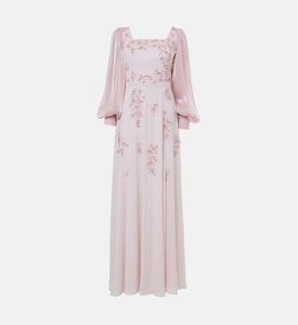 Floral-embellished Square Neck Maxi Dress Floral-embellished Square Neck Maxi Dress