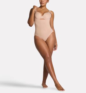 Spanx Seamless Open-bust Bodysuit, Nude, M, Model View