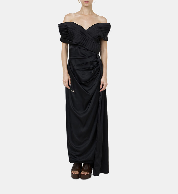 Satin Off-shoulder Dress