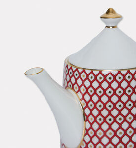 Imperial Gold-tone Handle Spout Red Lattice Teapot, Packshot View